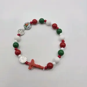 Stretchy Cristero Rosary - Mexican Flag Colors