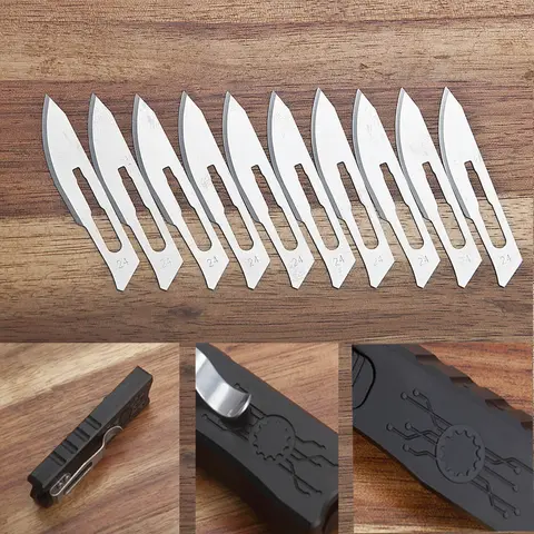 EDC Pocket Utility Knife, Paper Box Cutter Knife, Aluminum Handle with 10pcs Replaceable Blades, #24 Carbon Steel Blades, EDC Small Knife