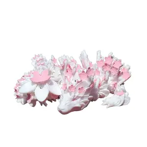 3D Printed Articulated Cherry Blossom Dragon | Sakura Flower Fantasy Decor | Customizable Art Toy | Unique Gift for Dragon Lovers