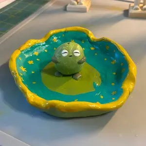 Froggiee Ashtray and Incense Holder handmade clay peice