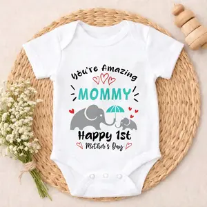 Newborn Baby Bodysuit Romper Set You're Amazing Mommy Happy 1st Mother's Day Infant Size Simple Style Ultra-Soft Cotton Infant Clothes Perfect Gift for Baby Showers, Parents & Grandparents, Ideal for Coming Home, Celebrations & Daily Wear