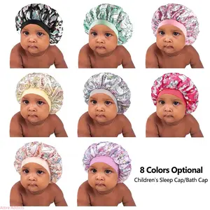 Kids Cute Satin Sleep Bonnet For Baby And Toddler With Soft Printed Haircare Cap Reusable Breathable Lightweight Comfortable For Nighttime Sleep And Bath Routine Light Luxury Summer Cute US Design