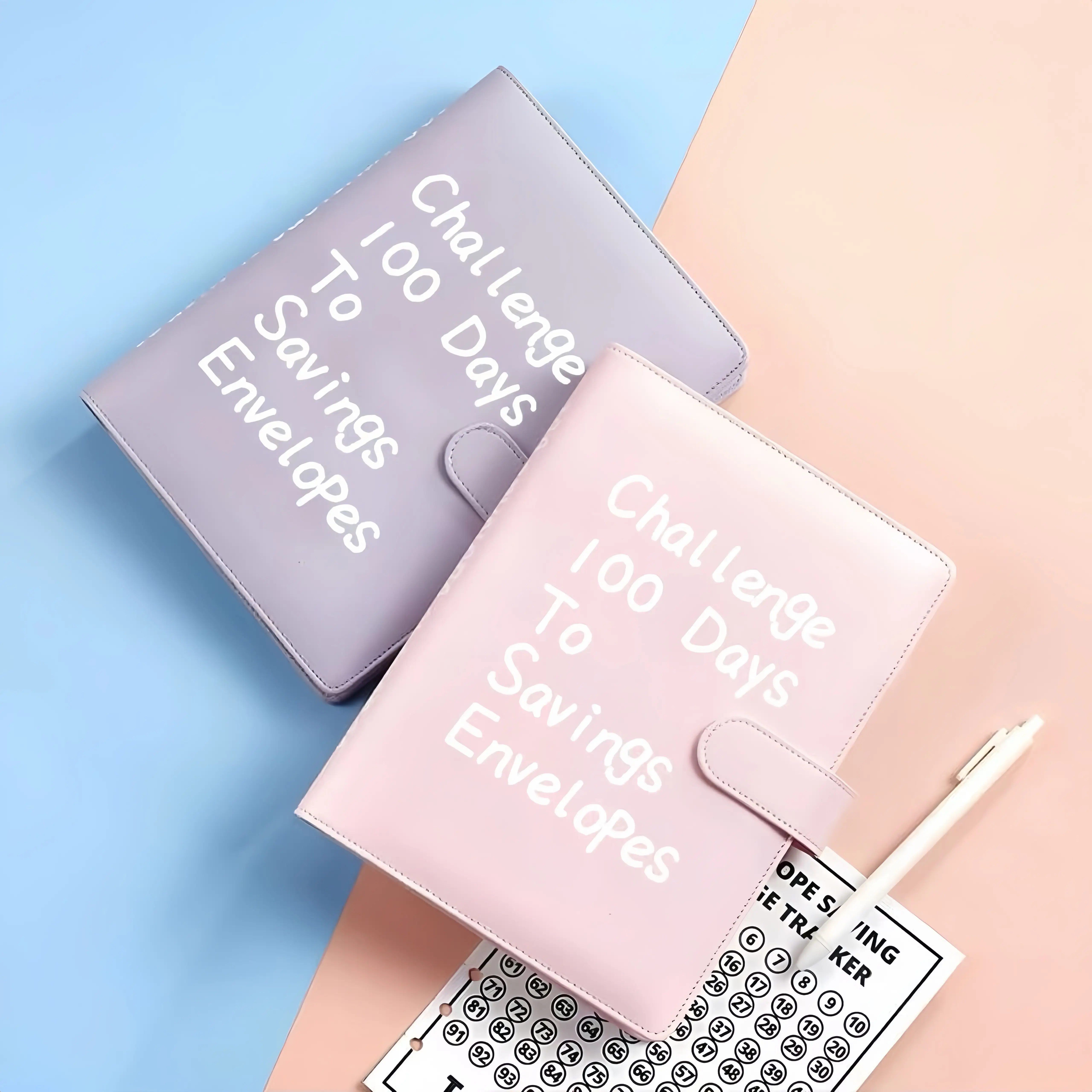 100 Days to Save $5050,Portable Monthly Budget Planner Notebook, A5 Money Saver Budget Binder Book with Cash Envelopes and Numbers,Fun Way to Save $5,