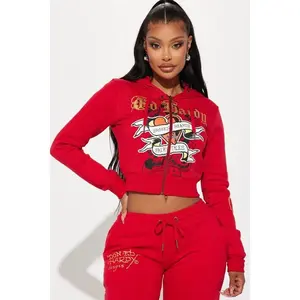 Broken Hearts Ed Hardy Zip Front Hoodie - Red Q