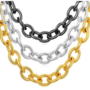 Stainless Steel Link Chain Necklaces for Men Cuban Link Chains, Chunky /Black/ Mens Necklace  , 18''-30''