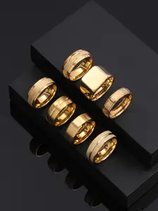 Men's Stainless Steel Rings Set of 7, Stacking Ring Set, Simple Daily Commute Jewelry, Casual Versatile Rings, Perfect Gift for Men