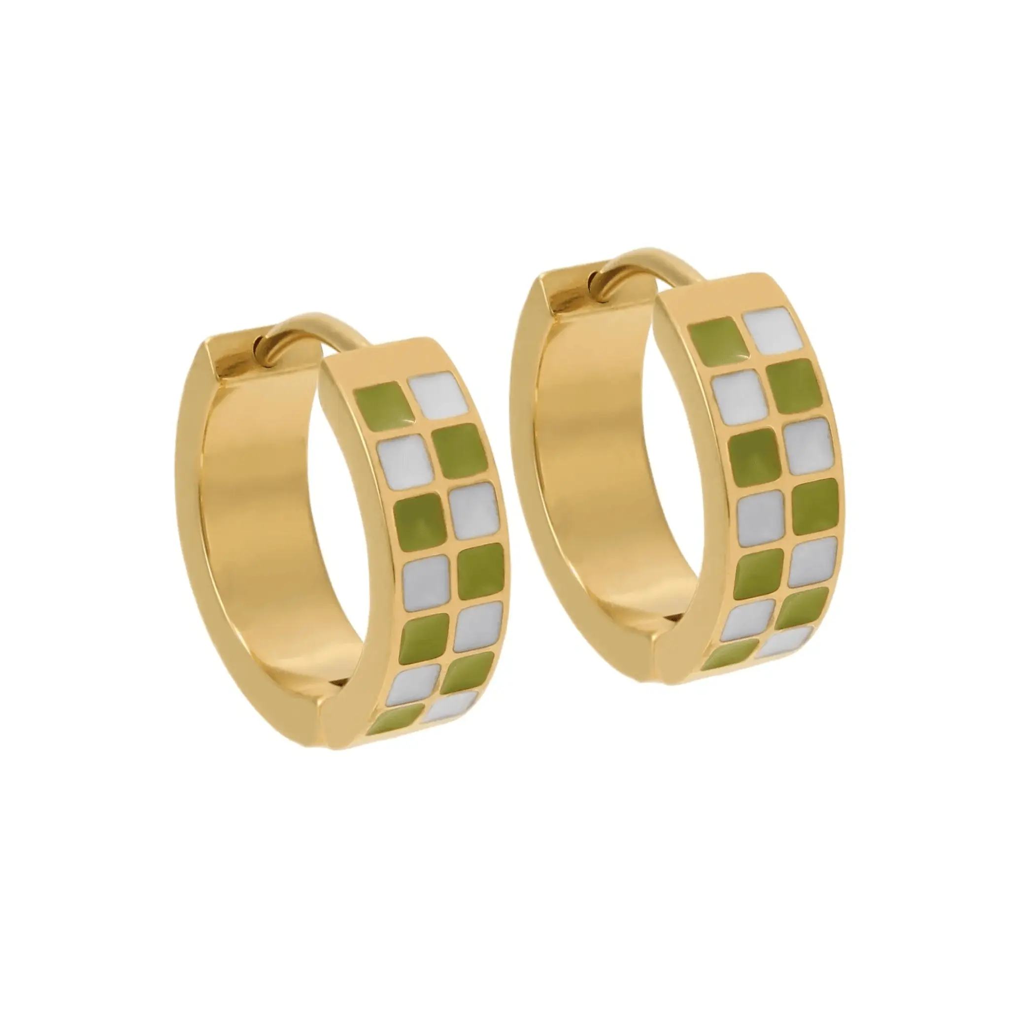 Green Checker Titanium Hoops Green Checker Titanium Hoops