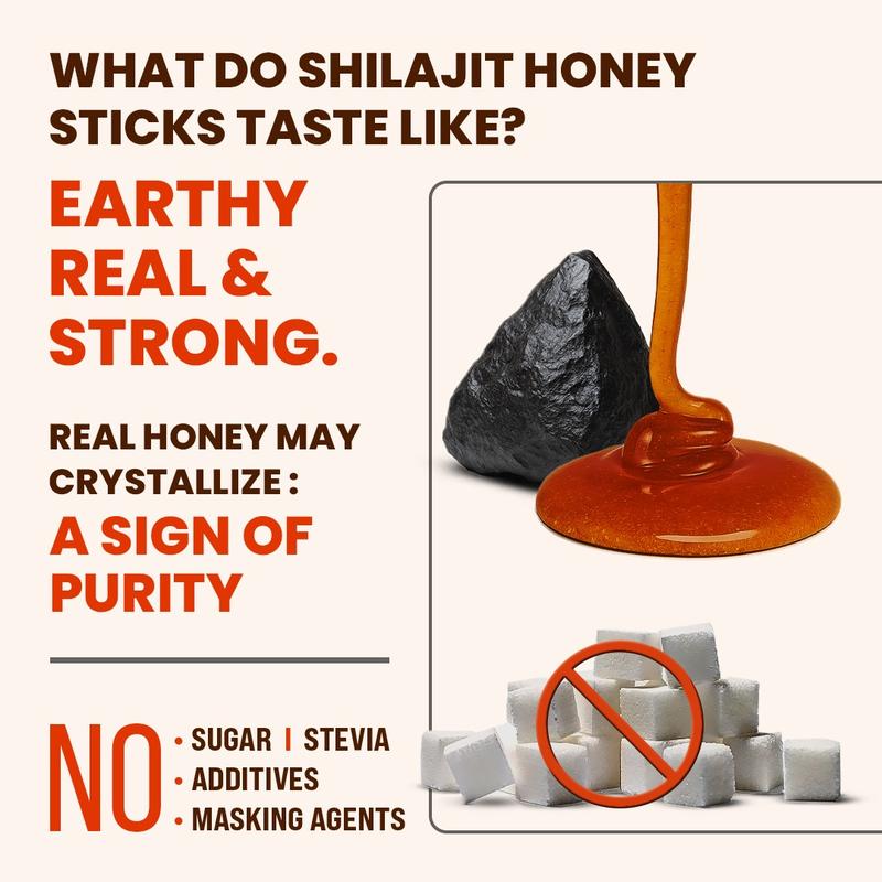 Natruveda Himalayan Shilajit Honey Sticks for Men & Women -  75%+ Fulvic Acid & Trace Minerals - Raw Honey, Saffron & Himalayan Shilajit Resin - Energy Support - (Pack of 10) Natural