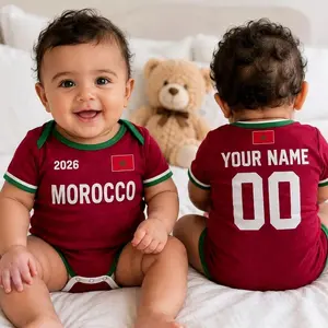 Personalized Morocco Baby Bodysuit, Custom Name Number Infant Soccer Outfit, Morocco Baby Jersey QQU P1T