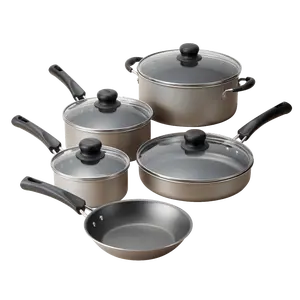 9-Piece Nonstick Cookware Set with Lids, Champagne Aluminum Pots and Pans Collection