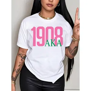 1908 AKA Sorority T-Shirt - Pink and Green, Breathable, Short Sleeve, Round Neck, HBCU Apparel, Ideal for Founders Day and Holiday Parties, Sorority Event Apparel | Round Neck Shirt | Durable Fabric