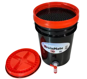 Spill-Less DrainMate 20 Quart Oil Drain Pan / Container, Sealed Lid for Easy Transport, Spigot for Precise Fluid Transfer, Made in USA