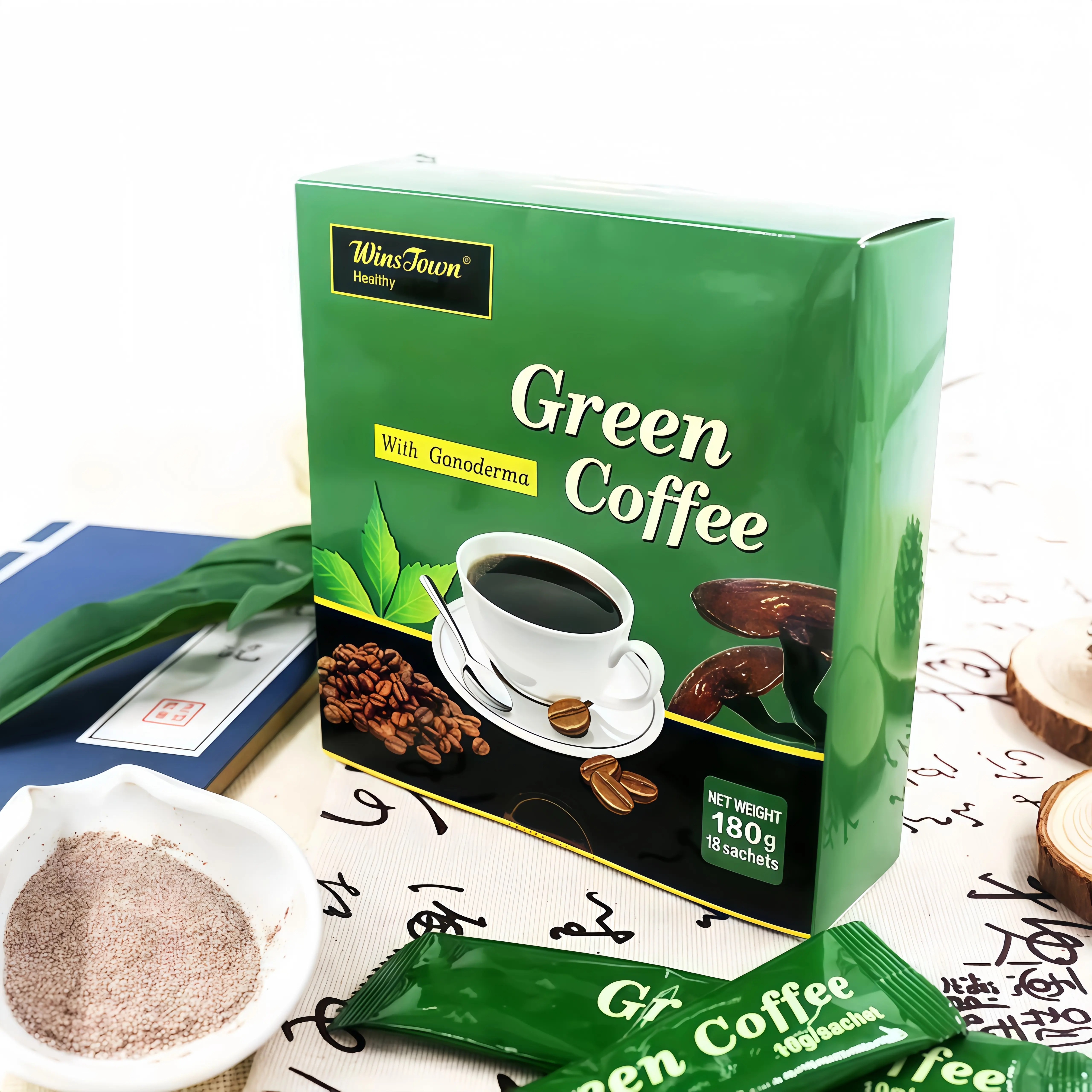 WinsTown Sugar-Free Natural Herbal Nature Instant Coffee Beverage - 180g, 18 Sachets, Low Fat, Gluten-Free, Ambient, Easy-to-Brew, Portable, 24-Month Shelf Life, Cupboard-Storage Friendly, Youth Daily Drink