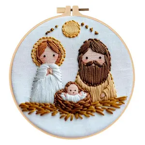 Christmas Nativity Embroidery Kit – DIY Needlework Set with English Instructions Handmade Holiday Craft Project for Beginners Ideal for Home Decor & Creative Relaxation