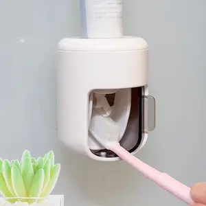 Toothpaste Dispenser Wall Mounted Toothpaste Squeezer,Visualization of Toothpaste Flow Rate(White&Transparent)