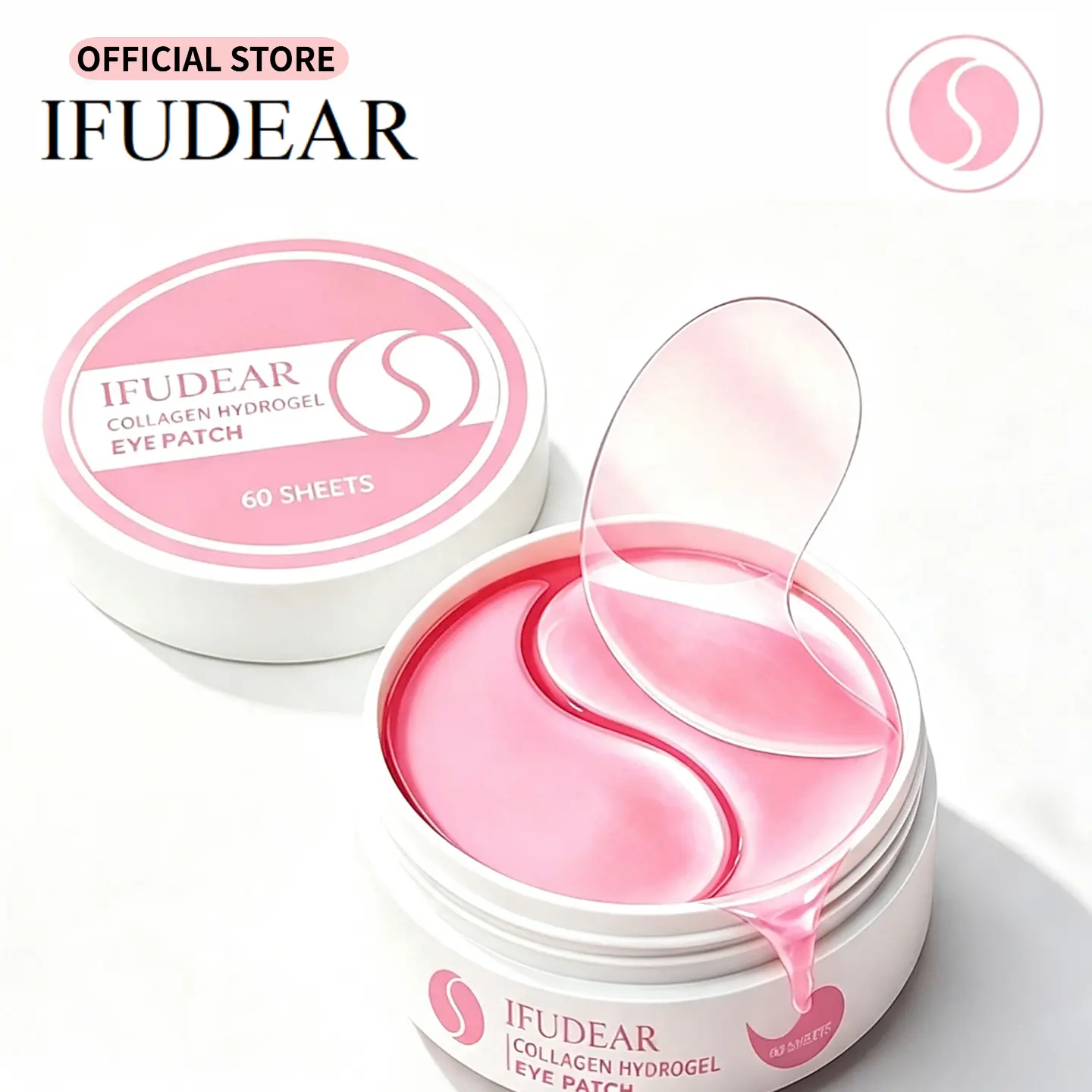 [IFUDEAR Official] Collagen Blend Hydrogel Eye Masks 60Ct - Sensitive-Safe, Depuffing, Anti-Aging, Firming, Brightening - Eye Bag Care, Brightens Dark Circles, Targets Fine Lines, Wrinkles - With Caffeine, Niacinamide - Free Turmeric Soap Gift