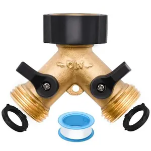 1/2/4 Pack Garden Hose 2-Way Splitter for Hose Splitting, 3/4" Connector Compatible, Equipped with Rubber Washers, Includes Tape Seals for Secure Fitting