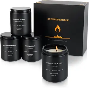 4 Pack Scented Candles for Men - Candles for Home Scented, Soy Candles, Scented Candles Set, Men Candle Set, Lavender/Rosemary & Gardenia/Sandalwood & Rose/Vanilla