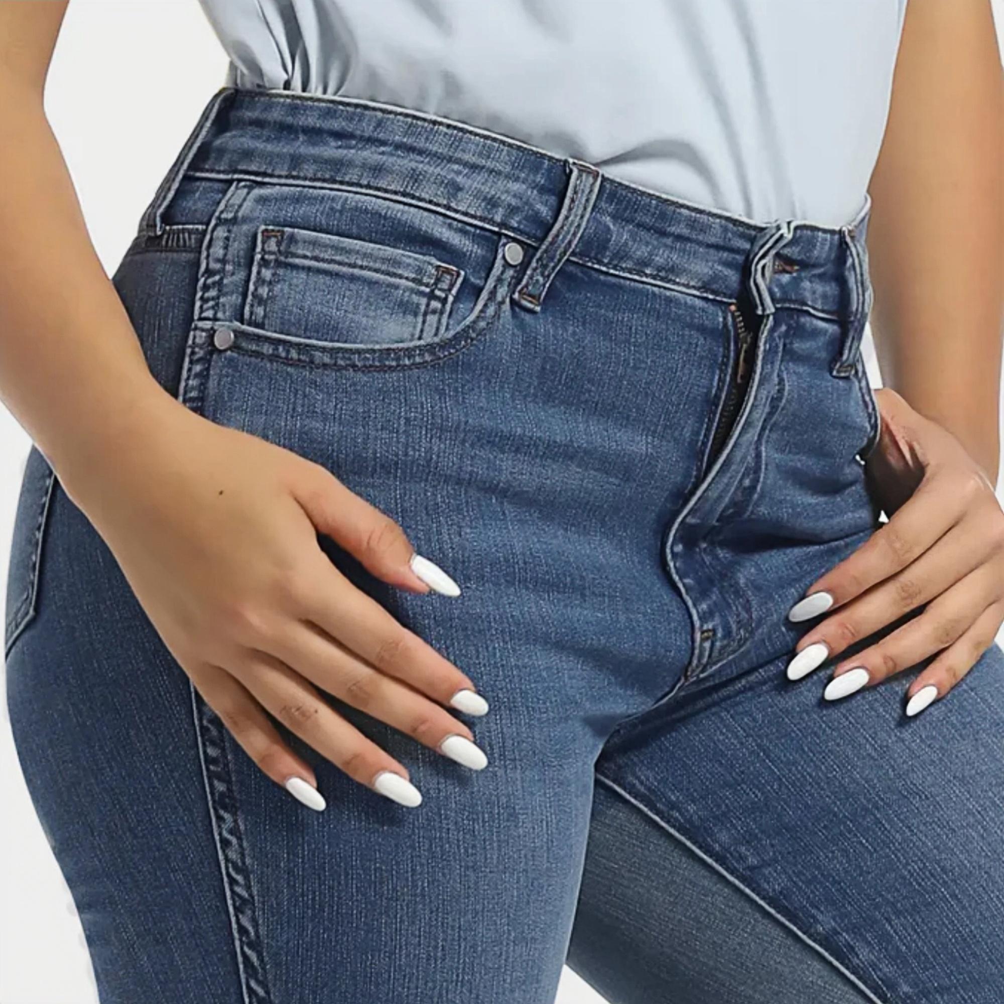 GENUWII Majolica Blue High Waisted Jeans for Women - No Gap Tummy Control & Lift Butt - Stretch Denim Tights - Comfortable Streetwear Jeggings - Summer Wear GENUWII Majolica Blue High Waisted Jeans for Women - No Gap Tummy Control & Lift Butt - Stretch Denim Tights - Comfortable Streetwear Jeggings - Summer Wear