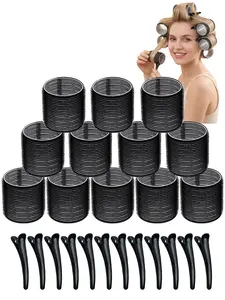 24pcs/set Heatless Hair Curling Set, non heated curling iron, self-adhesive curling iron, suitable for long/medium long/short hair, bangs, DIY curling iron, sizes 2.17 inches, 1.9 inches, 1.53 inches respectively, is a must-have curling iron tool for fami