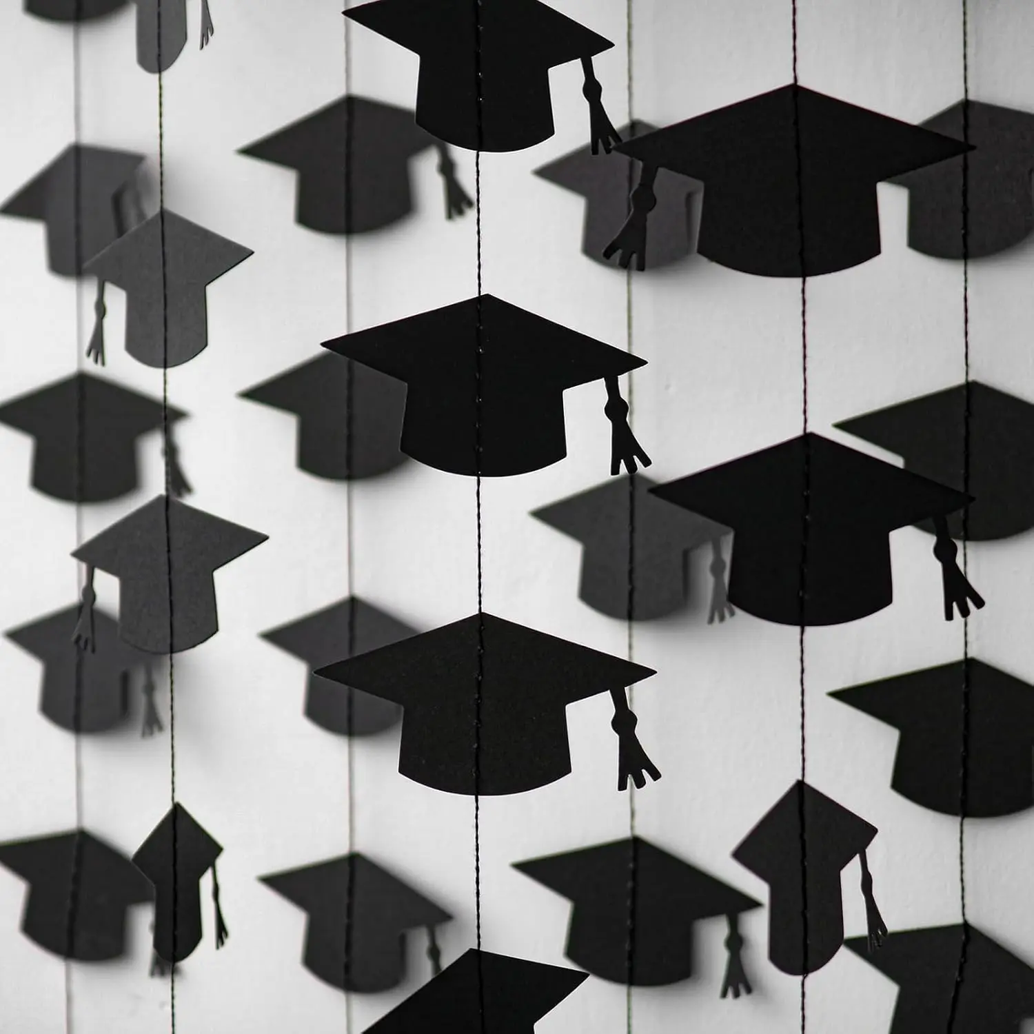 Black Graduation Garland Graduation Party Decorations Class of 2026 Grad Cap Garland Banner Streamers for Grad Party Hanging Decorations 39Feet