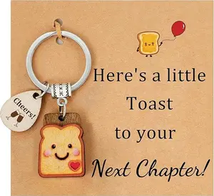 Cute Toast Keychain for Girls, New Beginnings Gifts for Best Friend as Next Chapter Stuff, Cute Love Engagement Housewarming Birthday New Job Gifts for Coworker Couple Bestie Sister Parents
