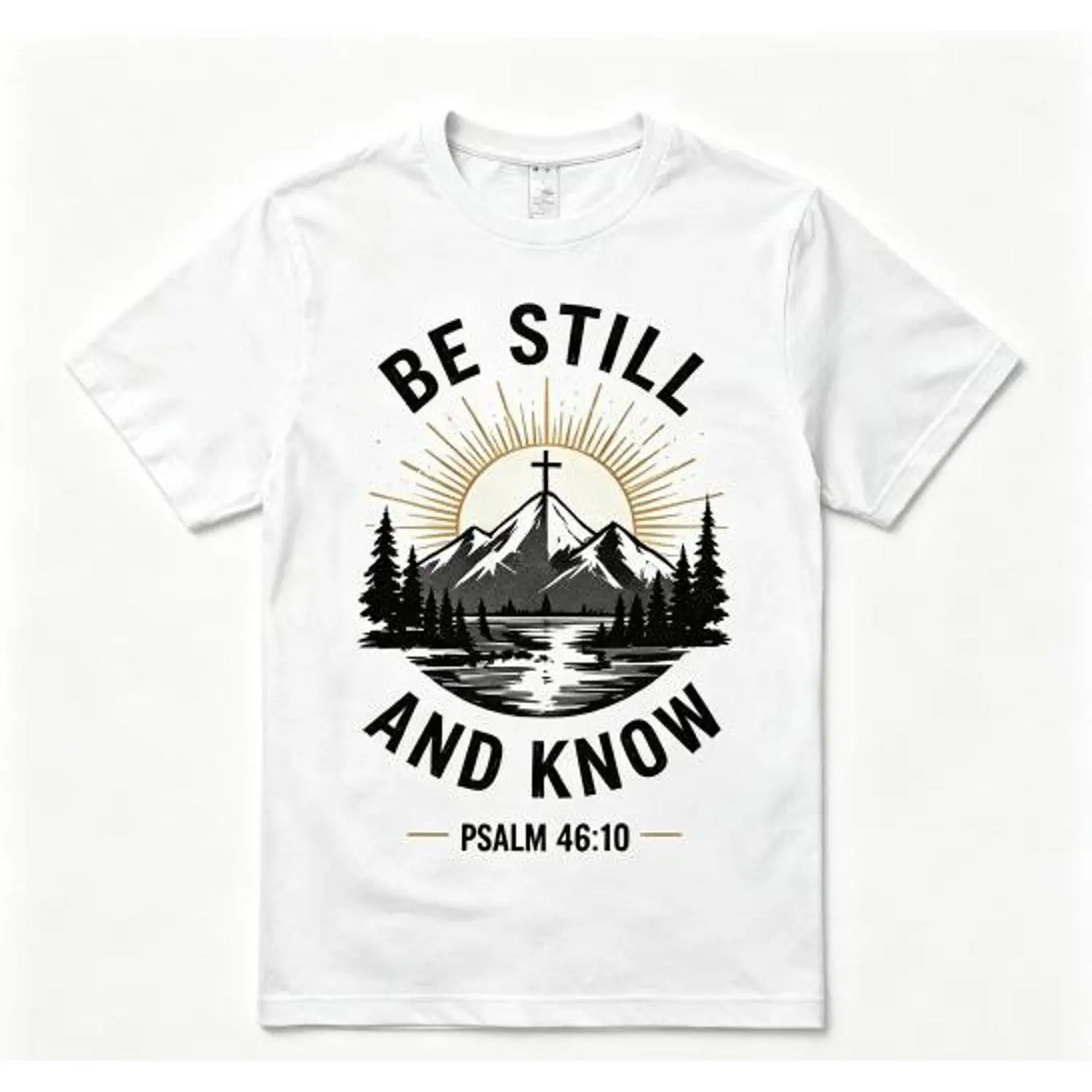 Be Still And Know Faith Mountain Christian T Shirt Religious Inspirational Spiritual Tee Shirt Casual Graphic Tee Top