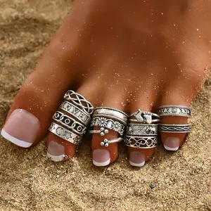 2023 Fashion Women's Toes Rings Set Open Size Cool Foot Accessories for Punk Girls Jewelry Gift