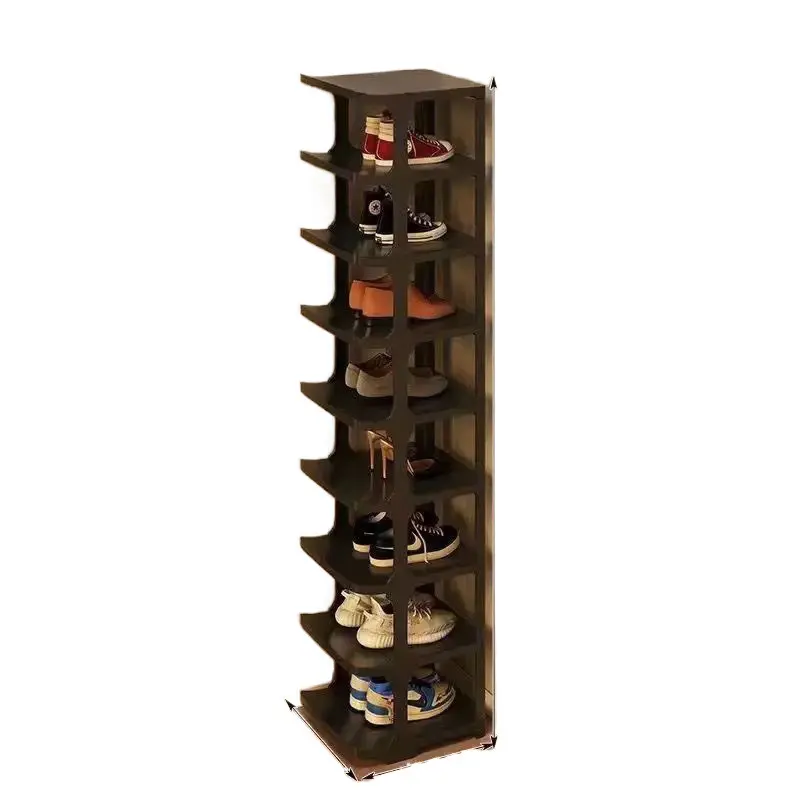 9-Cube Stackable Plastic Shoe Storage Organizer - Black 9 Layers, Lightweight Durable Rectangle Cubby Box with Adjustable Racks, Stacks to Save Space, Freestanding Doorway Closet/Balcony Storage Solution for Home Organizing