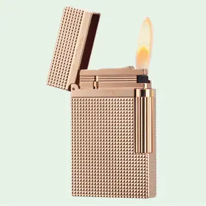 [Classical] Rose Gold Diamond Dupont old fashined brass Lighter 140g best Ping gift for him