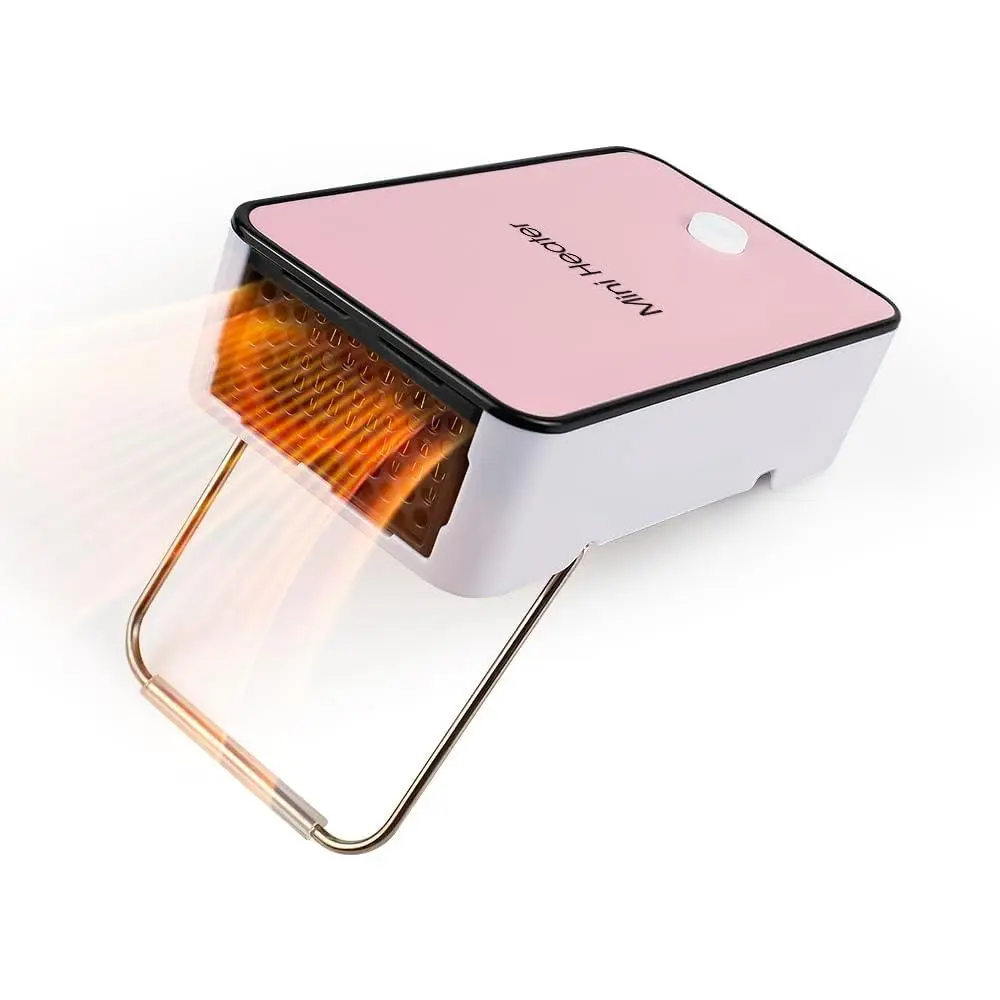 Portable Mini Electric Space Heater - Pink, 4.7*2.9in, Compact Lightweight Silent Synthetic Heater, Fast Heating, Overheat Safe, Gentle Targeted Warmth, Cute and Stylish Space-Saving Home Office Desktop Decor for Chilly Days