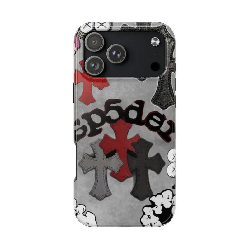 Edgy Streetwear Iconic Spider Cross Pattern Tough Shockproof Dual Layer Phone Case for iPhone 11 12 13 14 15 16 17 Pro Max Plus