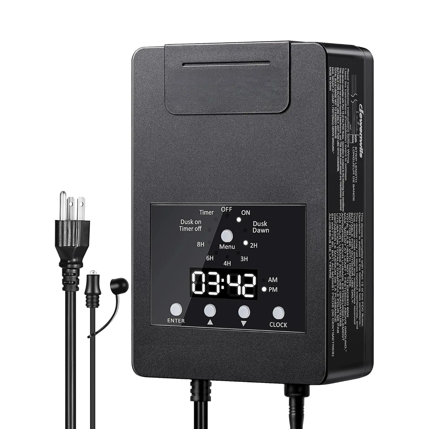 120W Power Weatherproof Landscape Lighting Transformer - 120V AC to 12V DC, Polycarbonate Synthetic Build, Photocell Sensor, Timer Control, 6 Modes for Spotlights, Garden Lights