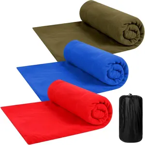 3 Pcs Fleece Sleeping Bag Liner for Adult, Zippered Camping Blanket Liner With Carry Bag, Suitable for Warm & Cold Weather, 75" Adds 12 ° F Extra Warmth for Camping Travel
