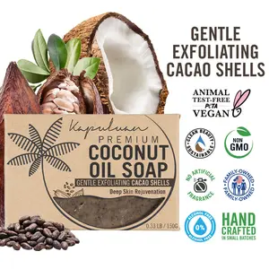 Kapuluan Coconut Oil Soap with Cacao Shells, Natural Exfoliation for Skin Rejuvenation, Body Care - Body Wash Moisturizer Skin Care Cleanser