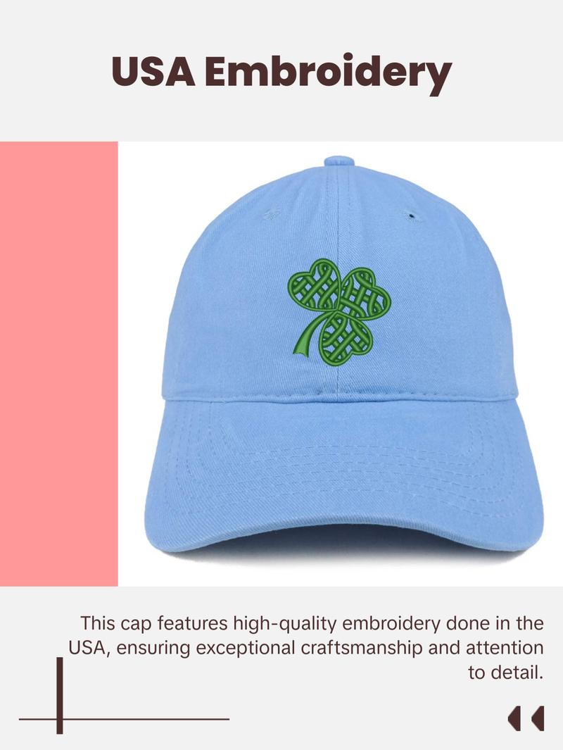 Trendy Apparel Shop Celtic Clover Embroidered 100% Cotton Adjustable Cap Dad Hat