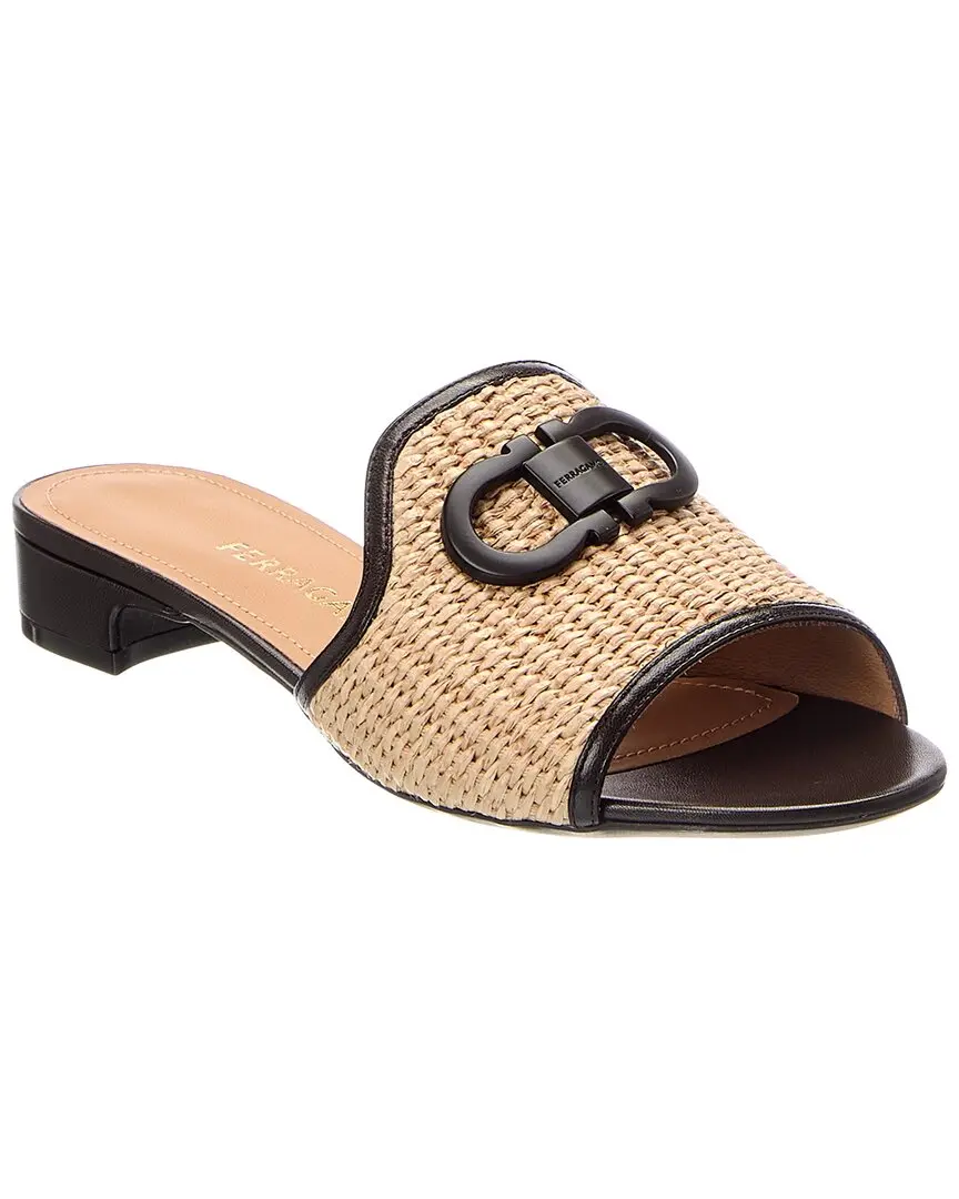 Ferragamo Gancini Ornament Raffia Sandal