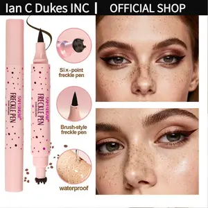 2-in-1 Freckle and Eyeliner Pen Waterproof Freckles Pen: Faux Freckle Stamp and Fine Tip Eyeliner for Realistic, Long-Lasting Freckles and Effortless Makeup, Perfect for Daily Wear and Cosplay multicolor Eyeliner Pencil