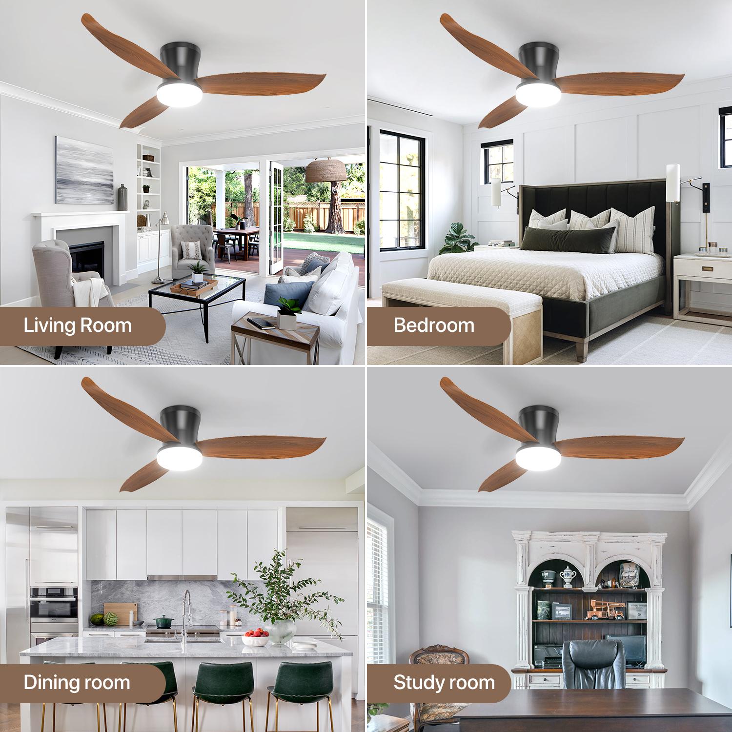 GALENTAL 42 Inch Smart Ceiling Fan with Light and Remote Control - 6 Speeds, Multi-function Ceiling Fan, Reversible, 1/2/4/8H Timer, 3 Color Temperatures, for Bedroom & Living Room