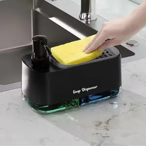 Hand Sanitizer and Dish Soap Dispenser Set, Kitchen 4-In-1 Sponge Holder, Dual Soap Dispenser for Sink and Bathroom, Christmas/halloween Gift, Bathroom Accessory