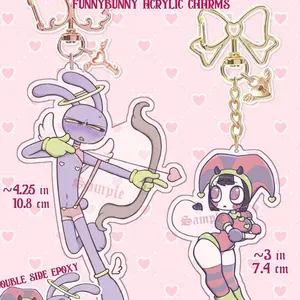 Funnybunny Jax x Pomni Ship Valentine's Acrylic Charm!! The Amazing Digital Circus TADC Keychain Angel Devil Sweethearts