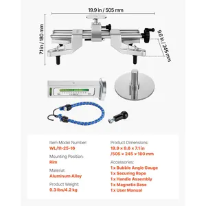 VEVOR Wheel Clamp Magnetic Adapter, 1 PCS Aluminum Alloy Wheel Alignment Tool for Precise Camber Gauge, Fits 11-25 Inch Rims, Universal Magnetic Gauge Tire Repair Tool for Car Truck SUV Motorcycle