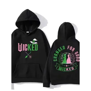 < The Wicked Witch >   Musical Hoodie - Elphaba and Glinda Iconic Characters, < The Wizard of Oz >   Book and Stage Design, Soft Beige Pullover, Suitable for Theme Events, Casual Wear and < The Wicked Witch >   Fans (Machine Washable)