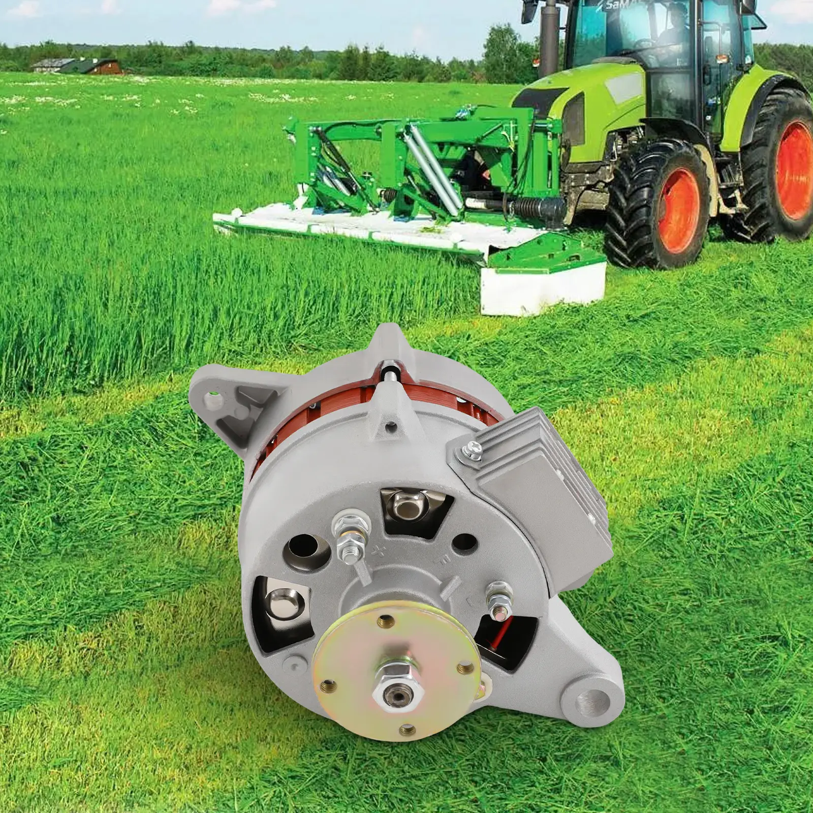 1000W Permanent Magnet Alternator 12V-14V, Silver Aluminum Generator for Tractor Agricultural Vehicle, 4500rpm 16.5cm Hole Center
