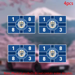 4pcs-STOCKPORT COUNTY FC Sticker-car stickers for doors, windows, laptops, luggage, furniture and bumpers-durable adhesive vinyl material