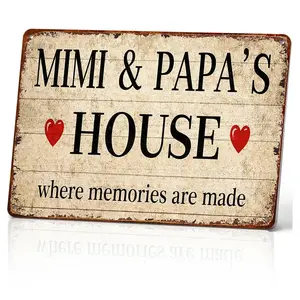 Mimi and Papa’s House Aluminum Sign 6x12 Inch Warm Home Decor Gift for Grandparents Durable Heartwarming Message Easy Install