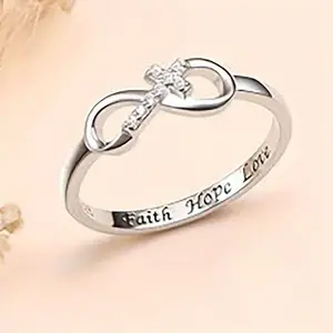 A High-end Jewelry Promise Ring for Women, A Cross Synthetic Synthetic Zirconia Infinity Ring.