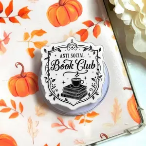 Anti Social Book Club Magnetic Phone Grip, Aesthetic Librarian Magsafe Kickstand, Trendy Retro Book Lover Reading Gift