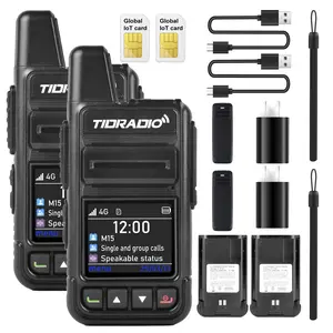 TIDRADIO TD-M15 4G Network Global POC Radio with 1 Year Sim Card Walkie Talkie Long Range 5000 Miles for Hiking and Camping