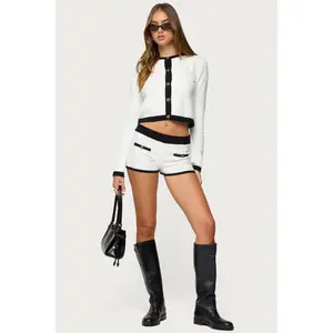 Mara Contrast Textured Knit Shorts